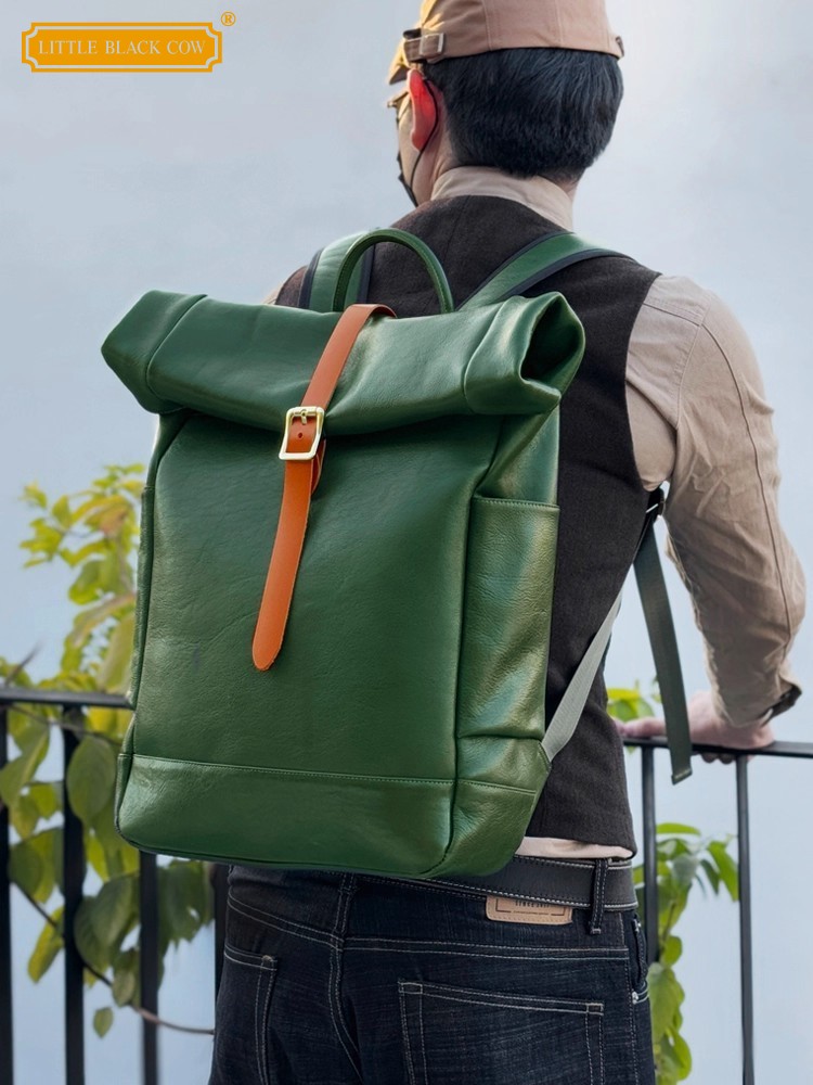 Leather Backpack Vintage - 대용량 남성용 정품 가죽 백팩 빈티지