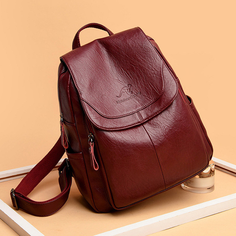 Leather Backpack Vintage - 9 색 여성 부드러운 가죽 배낭