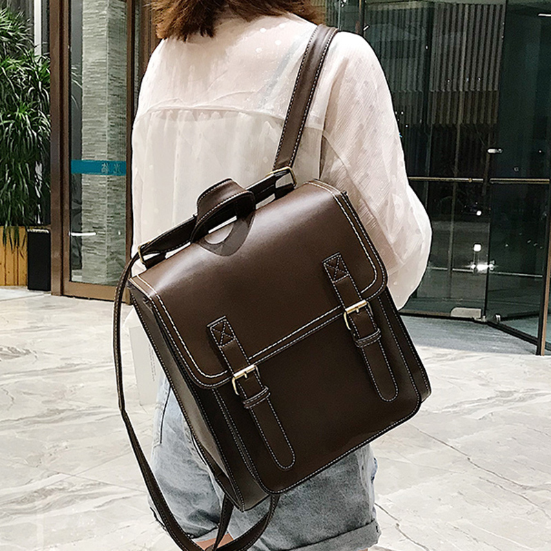 Leather Backpack Vintage - 빈티지 배낭 여성 Pu 가죽 가방