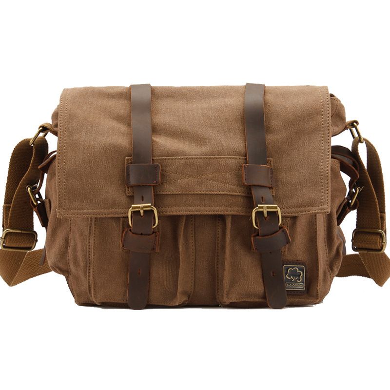 Leather Backpack Vintage - 남성 여성 캐주얼 빈티지 캔버스 가죽