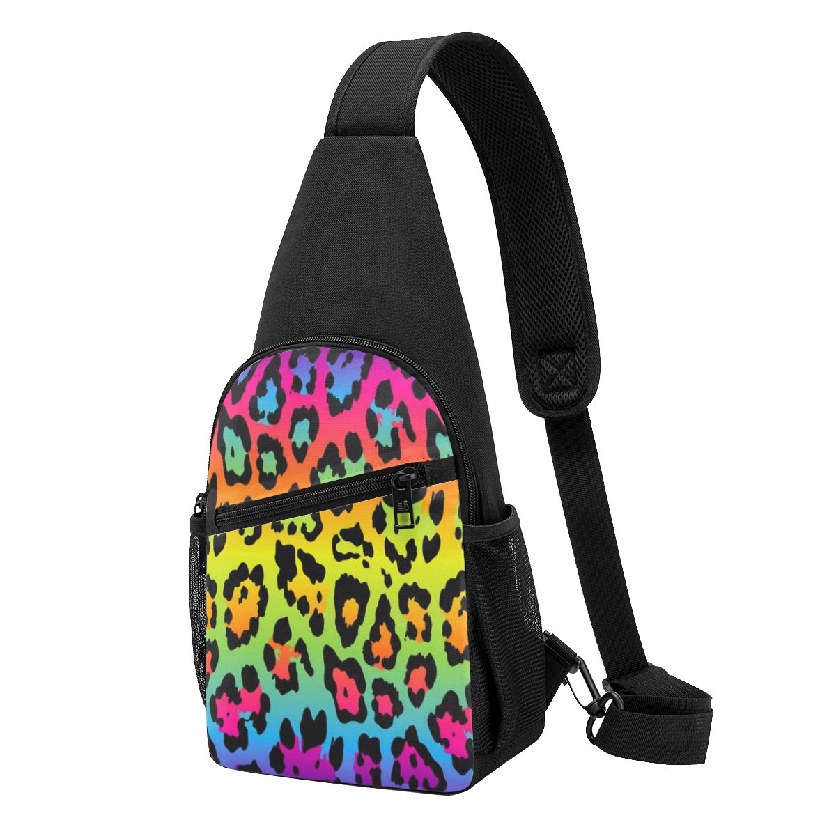 Sling Backpack Shoulder - 레인보우 레오파드 프린트 가슴 가방 남성
