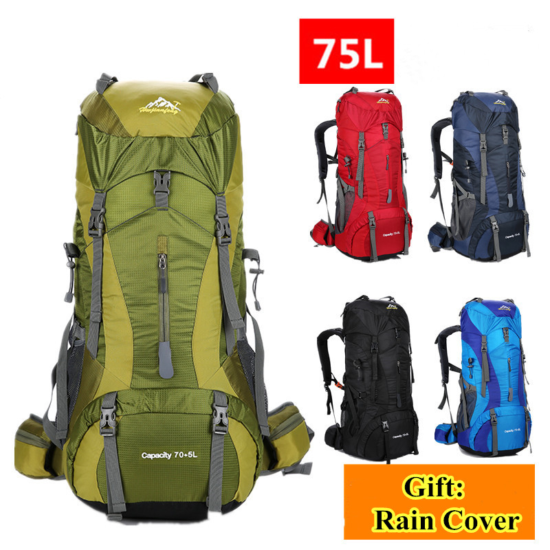Rain Cover Backpack - 75L 남자 여자 야외 하이킹 여행