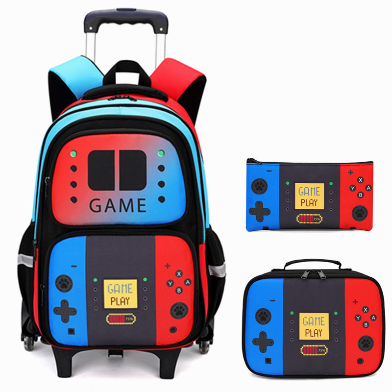 School Backpack Teen - 3PCS 어린이용 롤링 백팩 (남아용 게이머