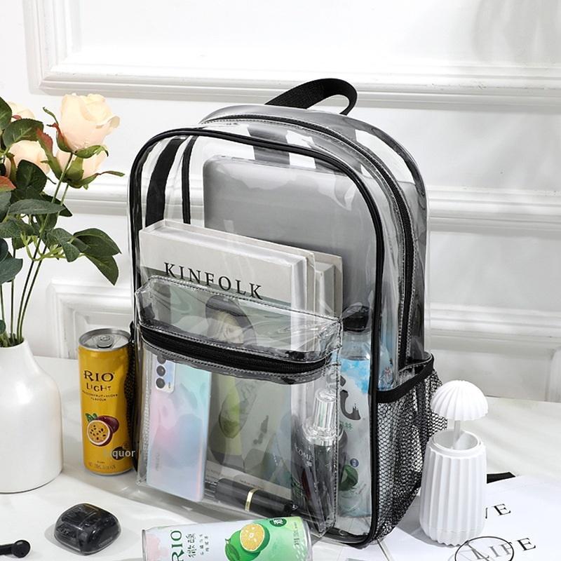 Canvas Backpack Casual - 투명 PVC 야외 스포츠 피트니스 배낭