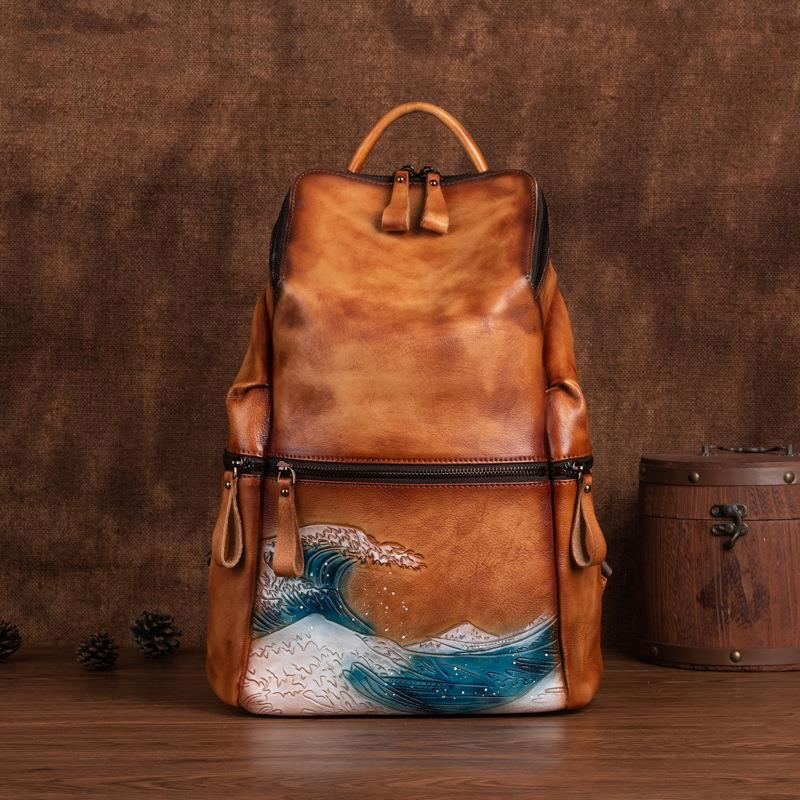Leather Backpack Vintage - 진짜 진짜 부드러운 가죽 여성 배낭,