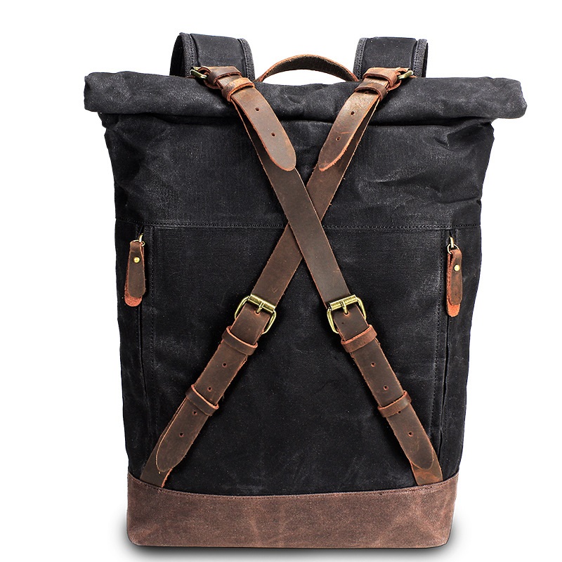 Leather Backpack Vintage - 남자를위한 레트로 캔버스 가죽 배낭 방수