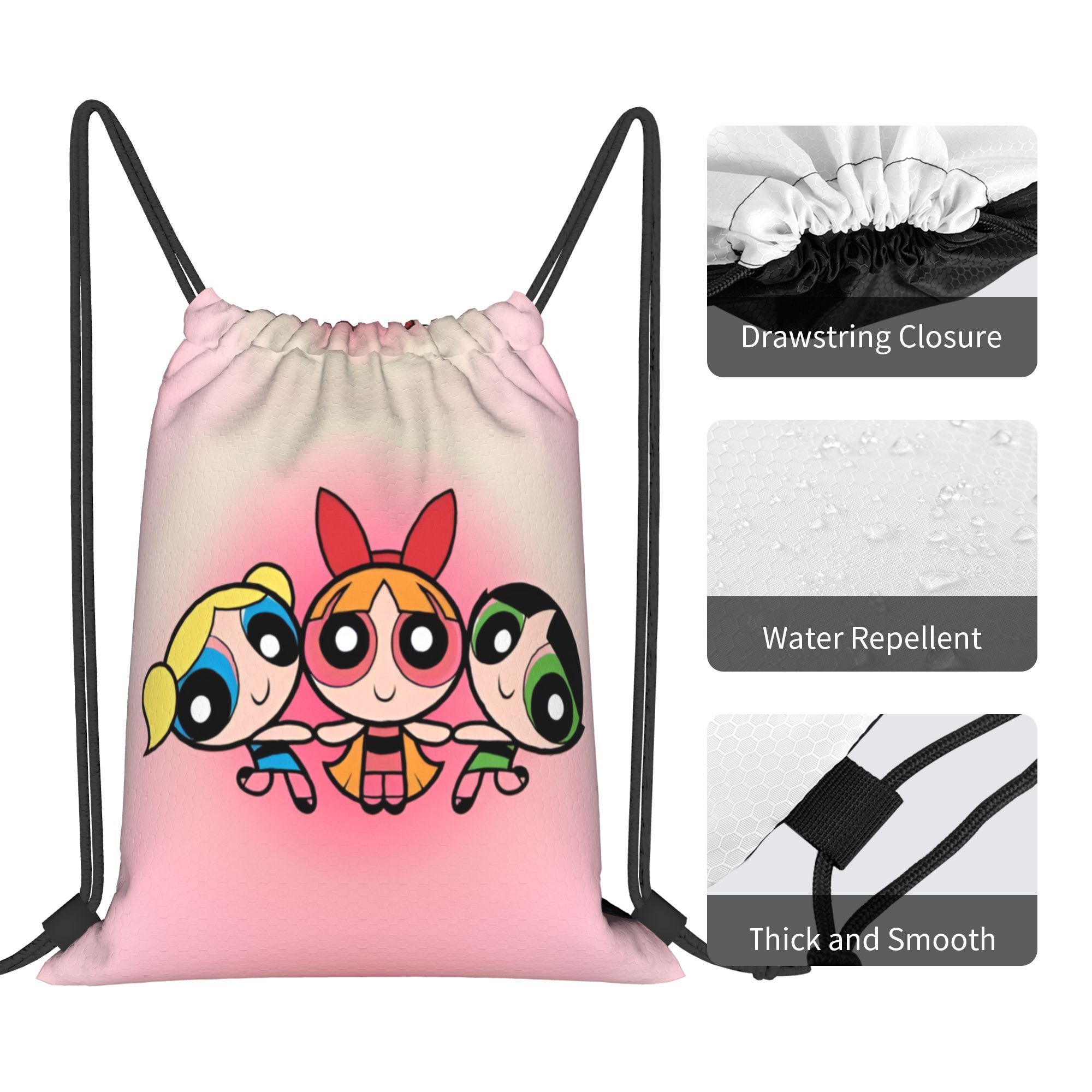 맞춤형 파워스 애니메이션 퍼프스 드로스트링 백팩 여성  - Drawstring Gym Bag 리뷰 및 가격