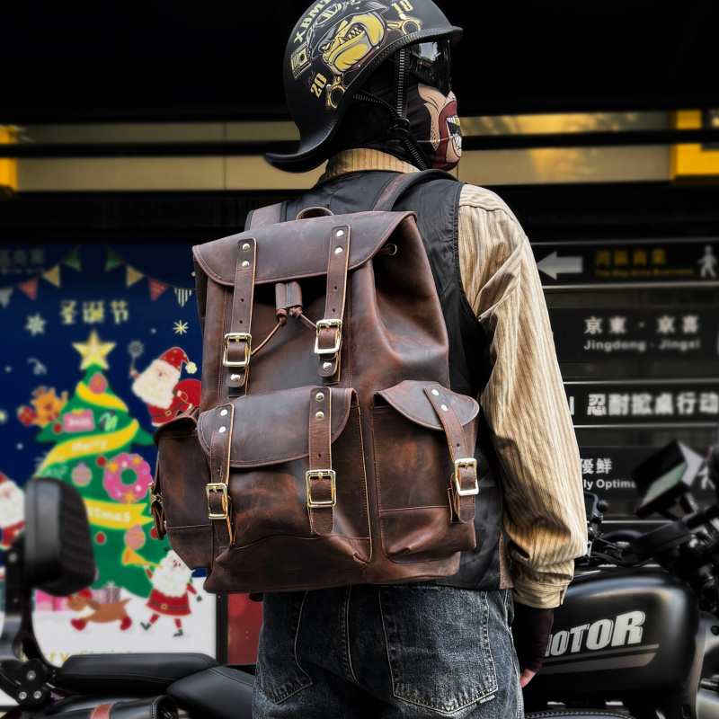 새로운 도착 가죽 배낭 럭셔리 남자 진짜 소 가죽 여행 - Leather Backpack Vintage 리뷰 및 가격