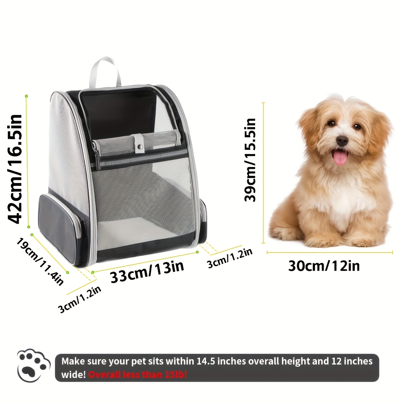 통풍이 잘되는 접이식 애완동물 배낭, 통풍 시스템과 안 - Foldable Backpack Small 리뷰 및 가격