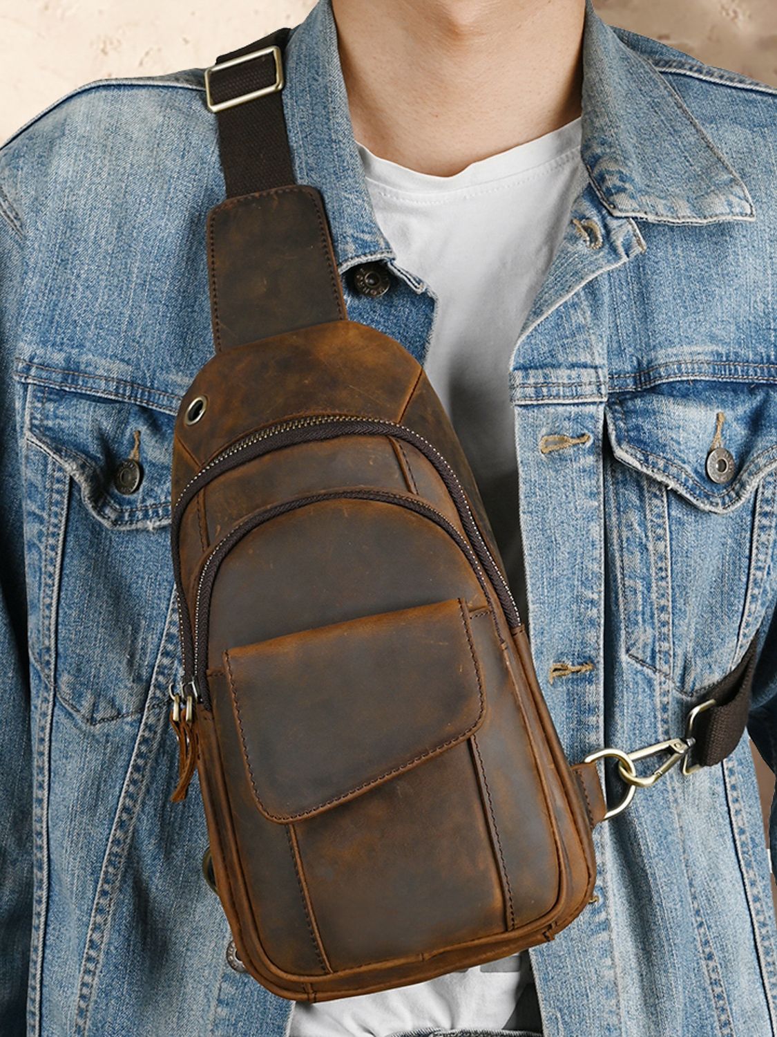 디자이너 럭셔리 다기능 남성 가슴 가방 대용량 야외 남 - Leather Backpack Vintage 리뷰 및 가격