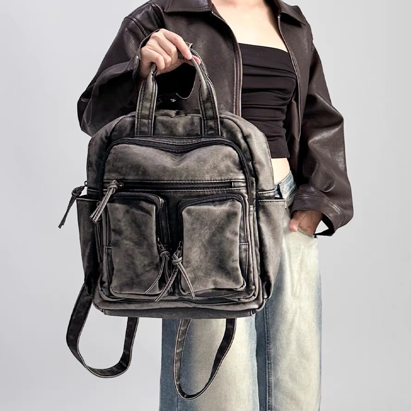 럭셔리 소프트 워시드 PU 가죽 백팩 트렌드 대학 가방 - Leather Backpack Vintage 리뷰 및 가격