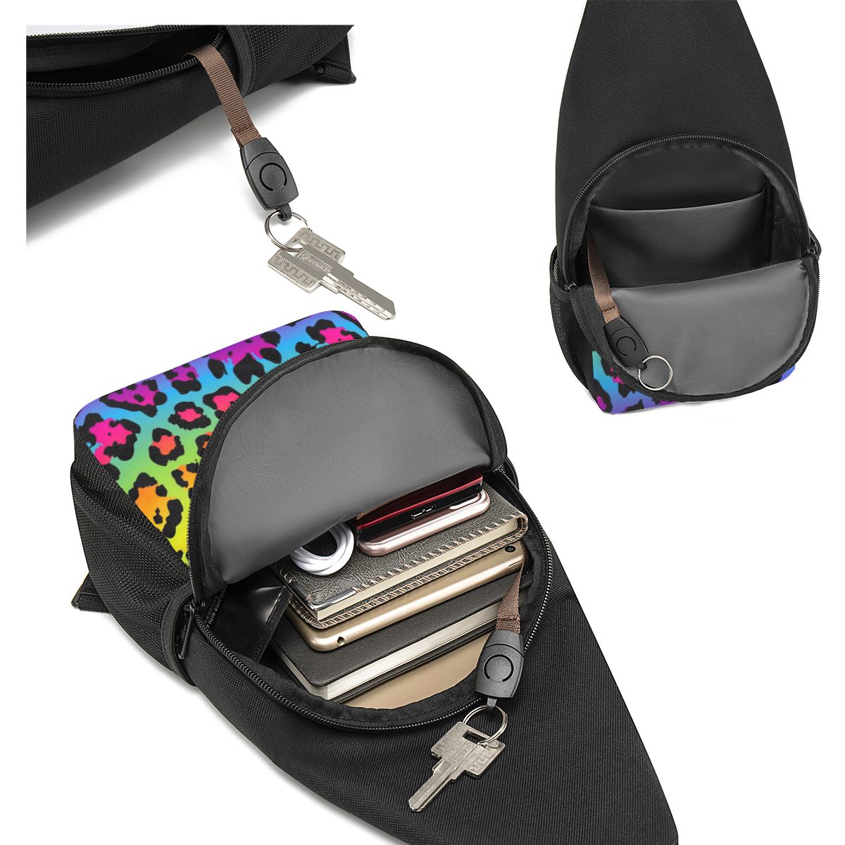 레인보우 레오파드 프린트 가슴 가방 남성 슬링 크로스바 - Sling Backpack Shoulder 리뷰 및 가격