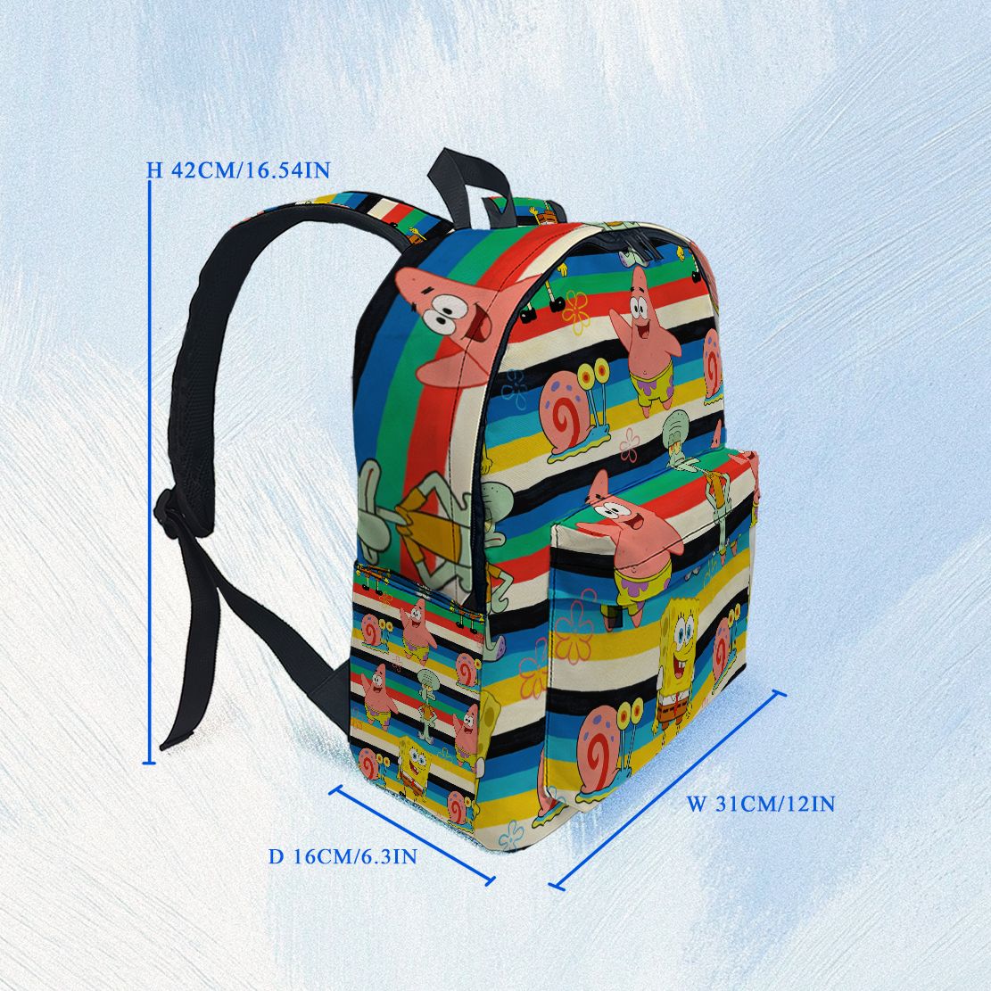 스폰지밥 스퀘어팬츠 스트라이프 프린트 백팩, 노트북 수 - School Backpack Teen 리뷰 및 가격