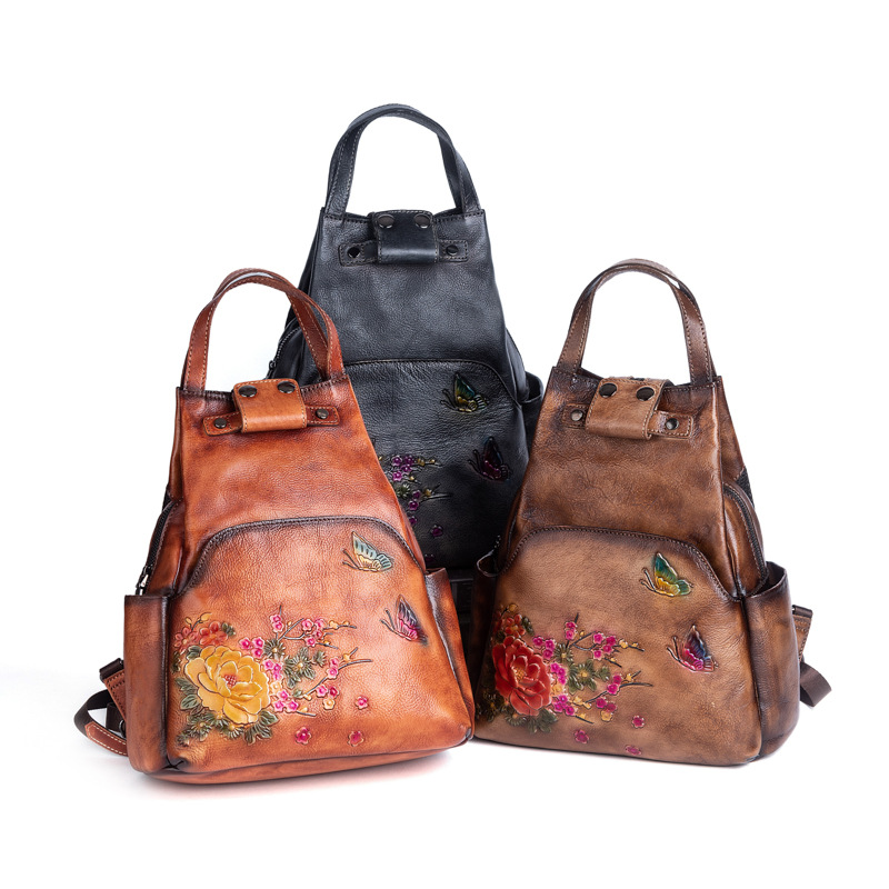 Johnature 정품 가죽 엠보싱 숄더 백 여성 배낭 - Leather Backpack Vintage 리뷰 및 가격