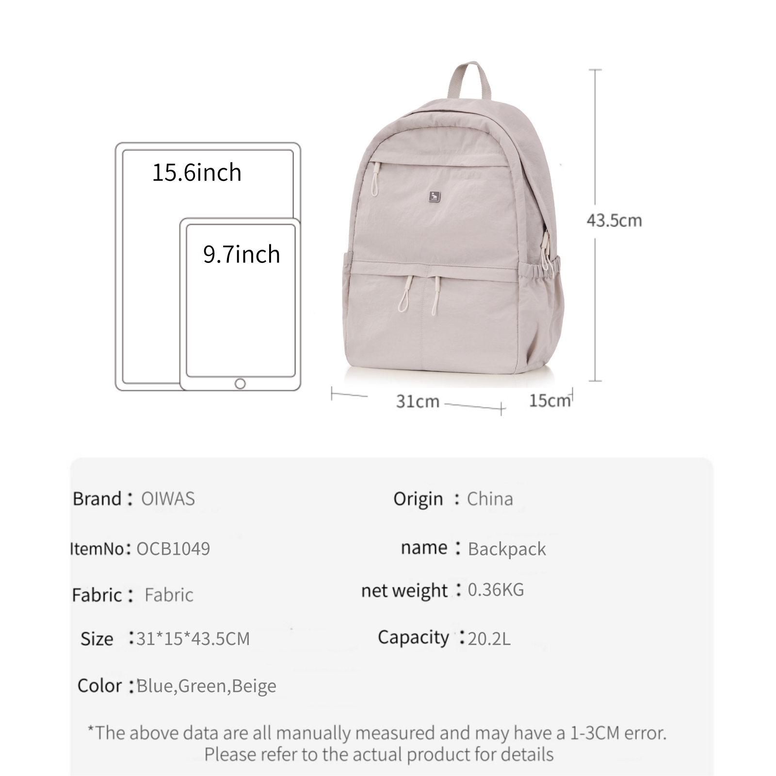 OIWAS 초경량 스타일리시 백팩, 일상 여행 및 스포 - Canvas Backpack Casual 리뷰 및 가격