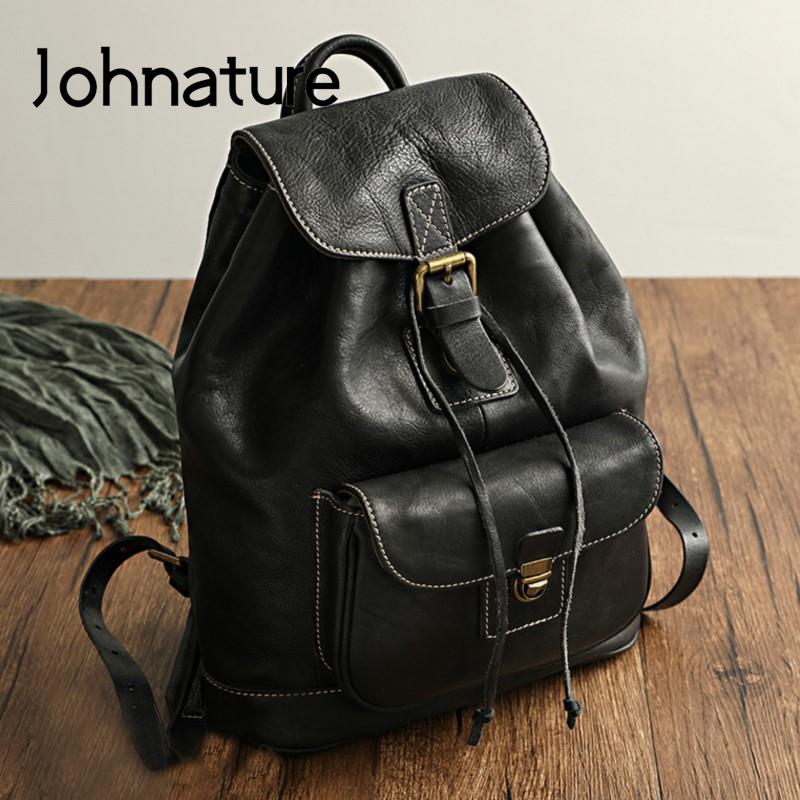 Johnature 레저 여행 가방 천연 진짜 소 가죽  - Leather Backpack Vintage 리뷰 및 가격