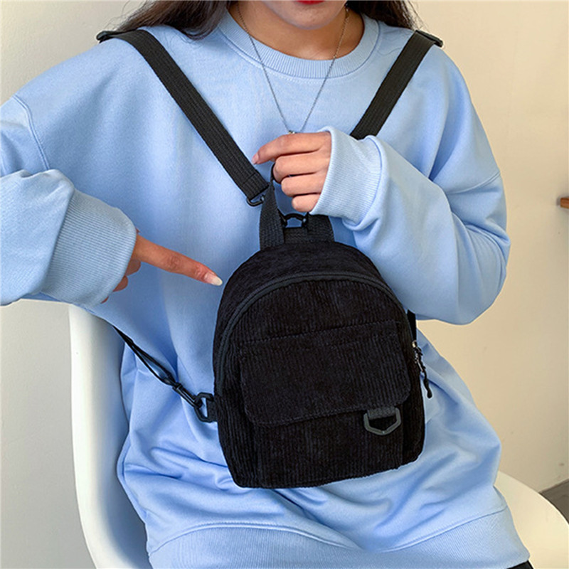 솔리드 컬러 미니 배낭 코듀로이 작은 배낭 간단한 캐주 - Fashion Backpack Women 리뷰 및 가격