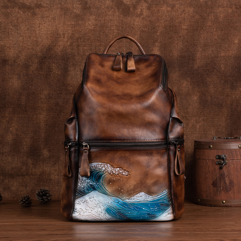 진짜 진짜 부드러운 가죽 여성 배낭, 대용량 야외 여행 - Leather Backpack Vintage 리뷰 및 가격