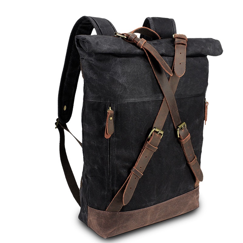 남자를위한 레트로 캔버스 가죽 배낭 방수 배낭 대용량  - Leather Backpack Vintage 리뷰 및 가격